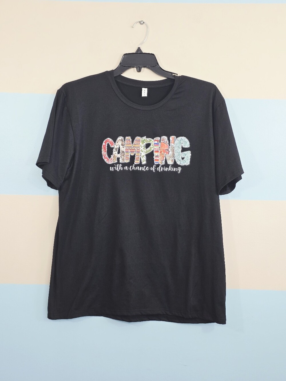 Black 'Camping' Graphic T-Shirt - Multicolor Lettering - Picture 2 of 6
